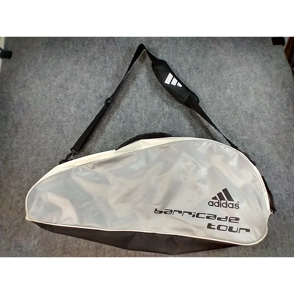 Adidas Barricade Tour Tennis Bag Large Silver Black 3-Stripe Racket Bag